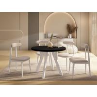 ESSTISCH Avero White runder ausziehbarer, Schwarz 80-160/80/77 cm - Schwarz/Weiß, Holz/Holzwerkstoff (80/160/77cm) - WFL GROUP