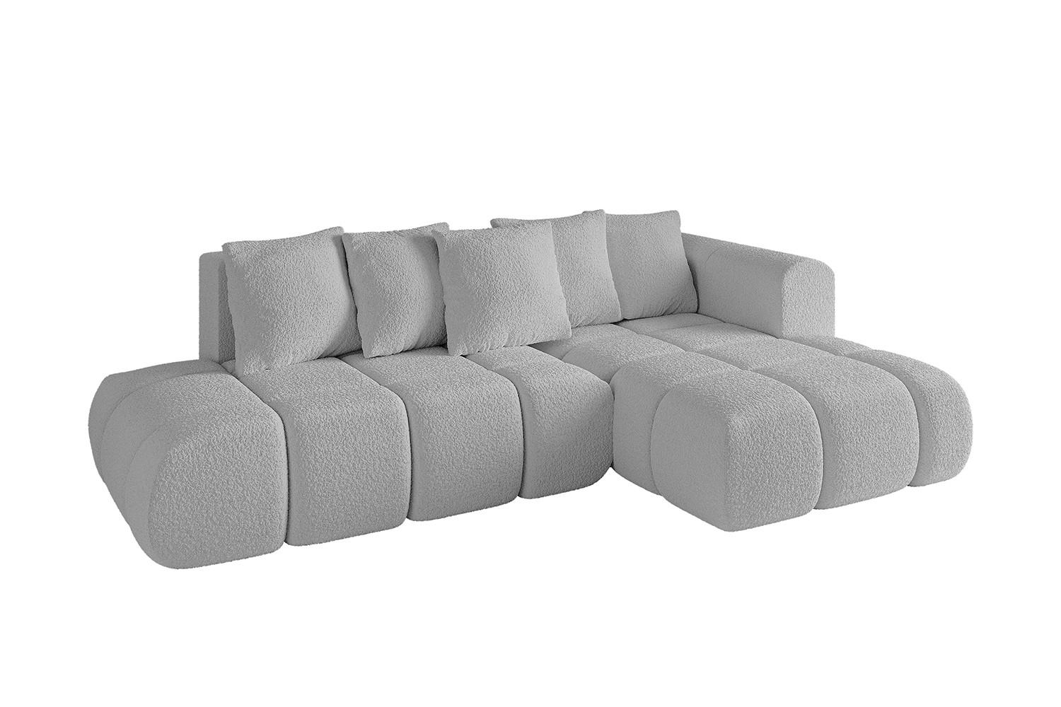 ECKSOFA Ottomane Rechts CLOUD-L-v1 280x185x90 Hellgrau Bouclé - Hellgrau, Holzwerkstoff/Kunststoff (185/280cm) - ALTDECOR