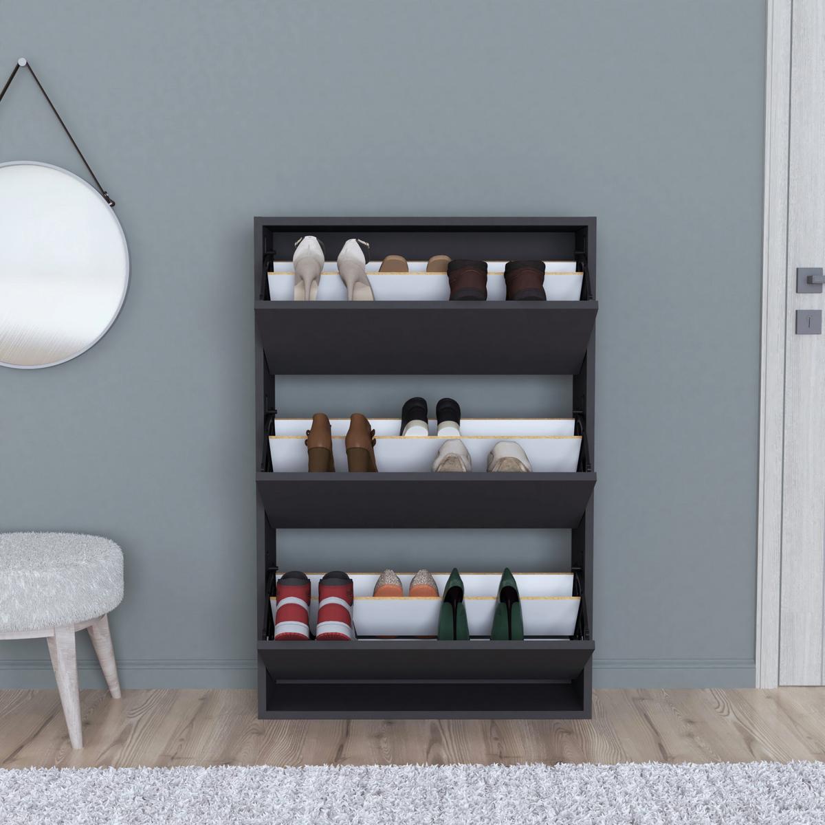 SCHUHKIPPER Aurskog - Anthrazit, Holzwerkstoff (73.5/110/24cm) - [en.casa]