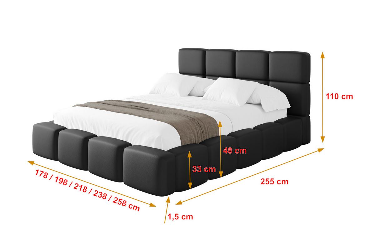 POLSTERBETT mit Bettkasten und Lattenrost, Bett mit Kopfteil, Boxbett ohne Matratze, Doppelbett mit Stauraum - NATA 120x200 Schwarz - Schwarz, Holzwerkstoff/Textil (120/200cm) - ALTDECOR
