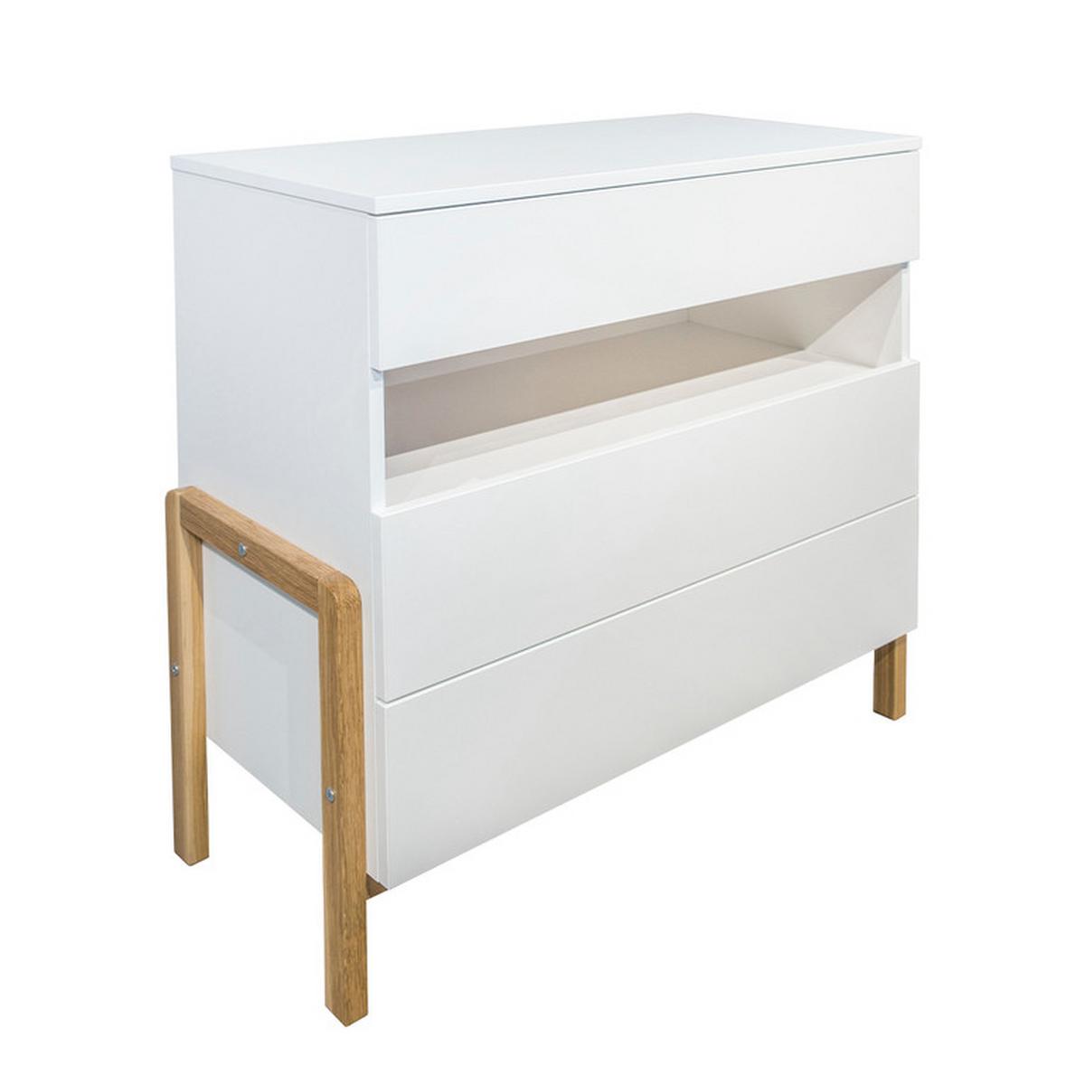 BABYZIMMER 3-teilig Weiß und Holz - Weiß, Holzwerkstoff (66/89/130cm) - Petits-meubles