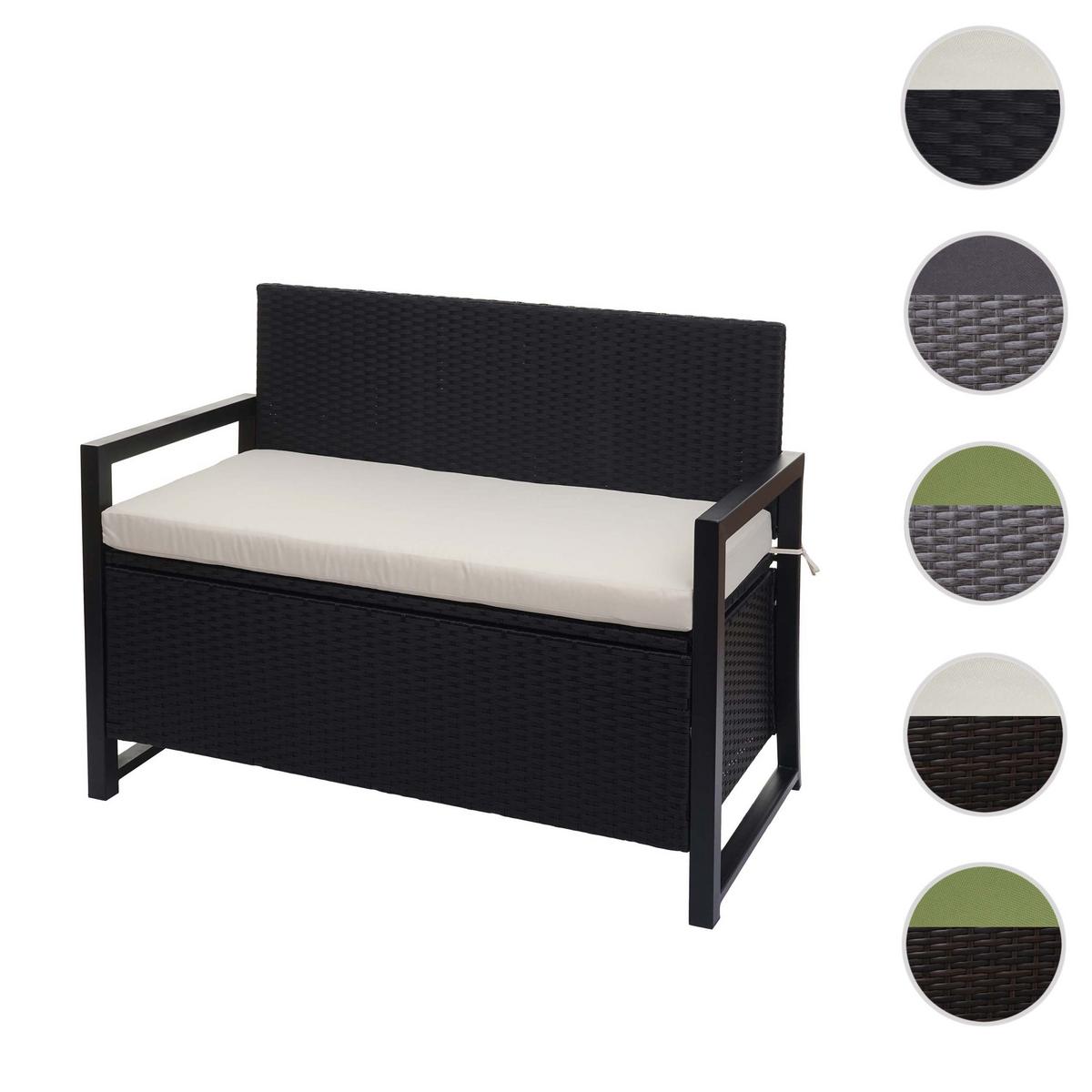 POLY-RATTAN 2ER SITZBANK Anthrazit, Cremeweiß - Anthrazit/Weiß, Kunststoff (117/87/57cm) - MCW