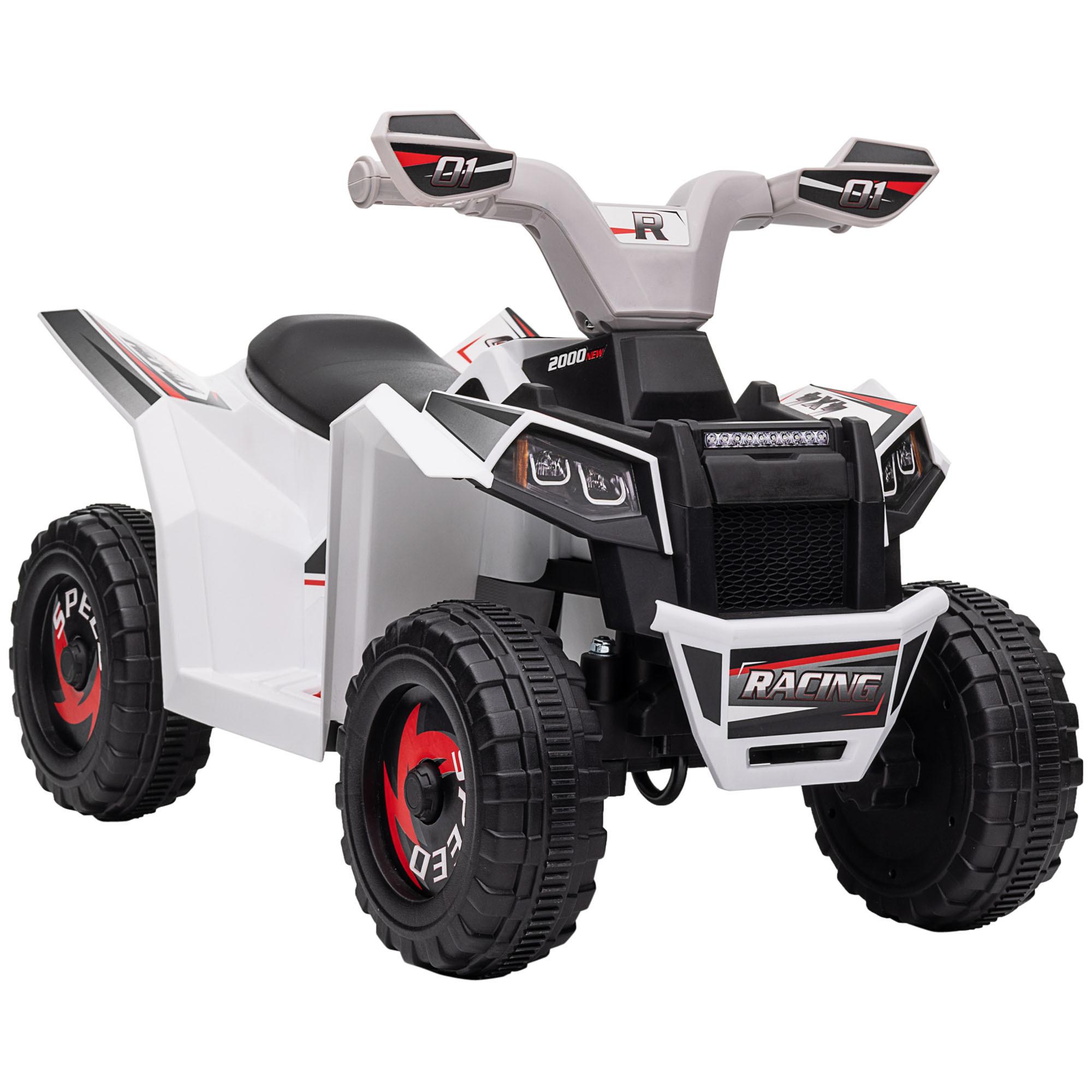 ELEKTRO Kinderquad, Mini Elektroquad mit Vorwärts-, Rückwärtsfunktion, Weiß - Weiß, Metall (70/41.5/48.5cm) - HOMCOM