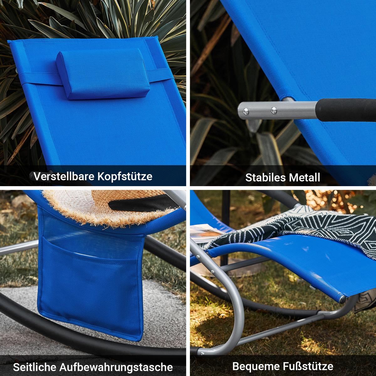 SONNENLIEGE blau - Blau, Metall (63/87/150cm) - SoBuy