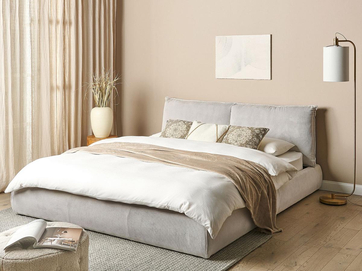 POLSTERBETT Beige Vinay - Beige, Textil (180/200cm) - Beliani