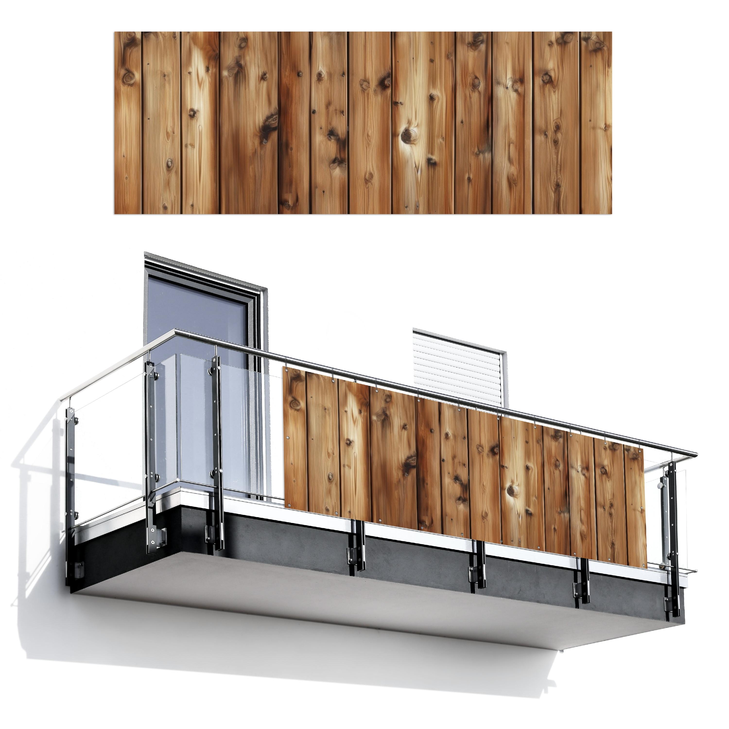 BALKON-SICHTSCHUTZ Holz - Regale - Braun Balkon Deko 300x110 cm - Buchefarben, Kunststoff (300/110cm) - MuchoWow