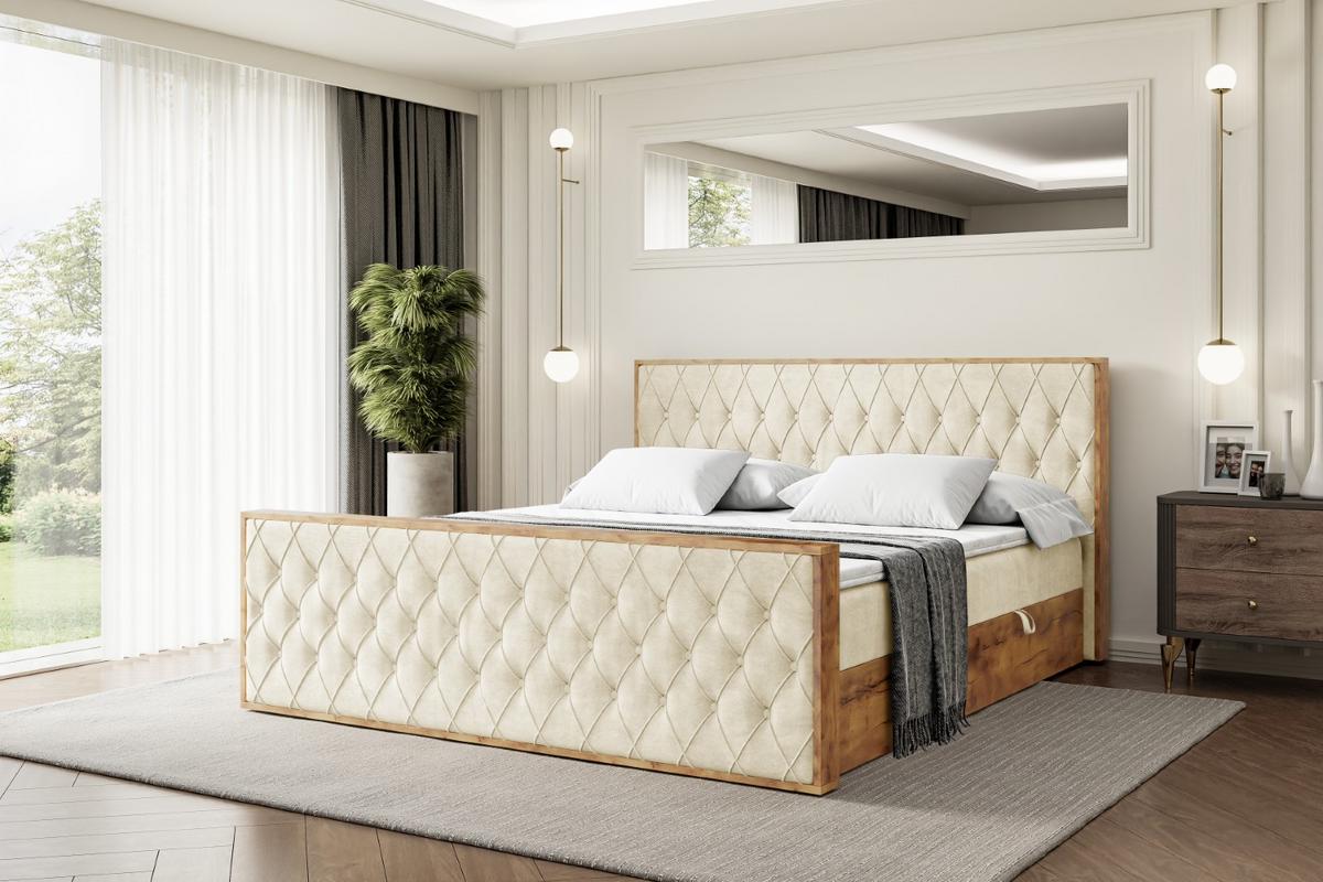 BOXBETT mit Matratze H3 und Lattenrost - LOLLI5-Z - 180x200 - Beige Monolith - Beige, Holzwerkstoff (180/200cm) - ALTDECOR