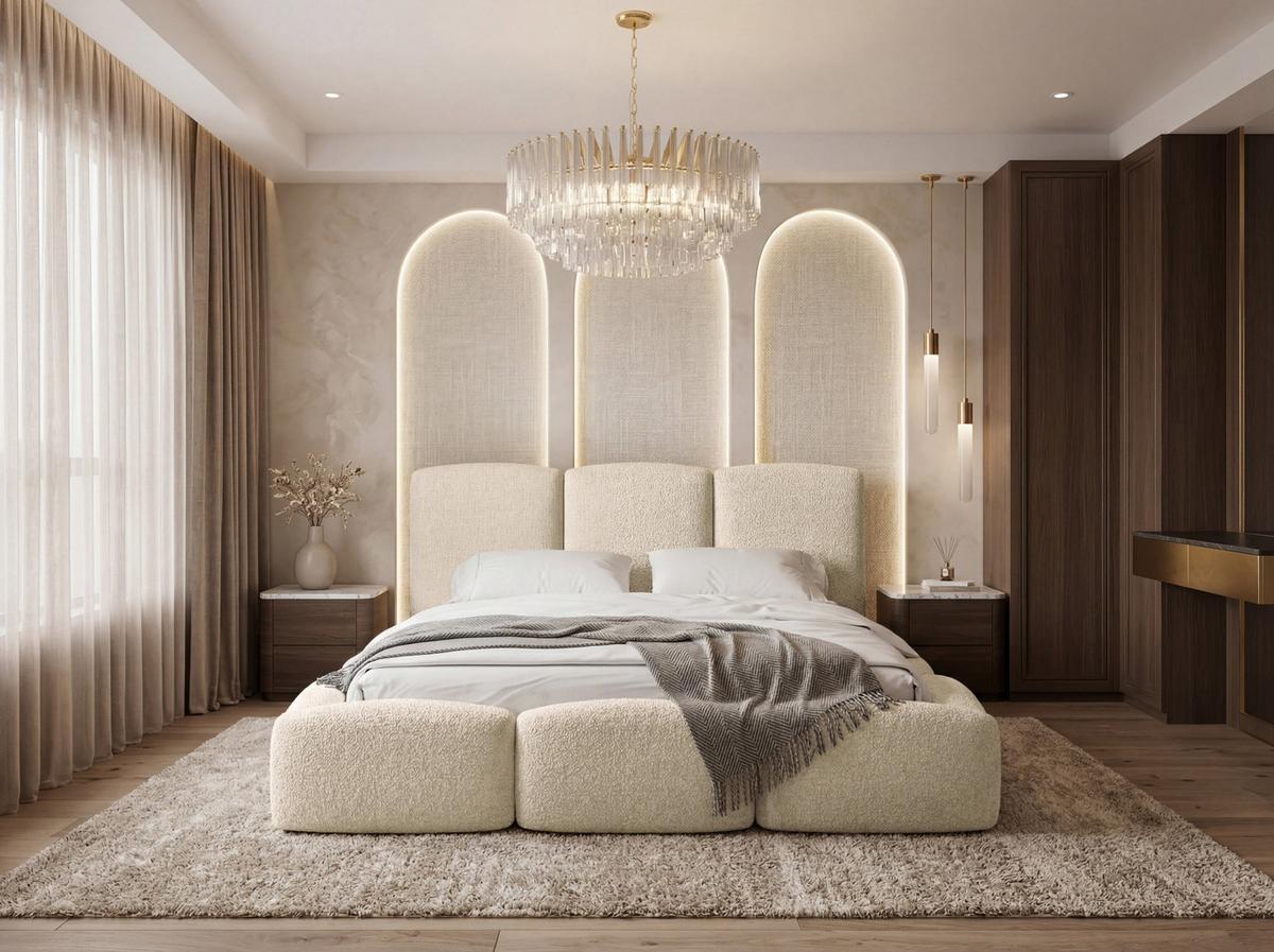 POLSTERBETT Harmony mit Bettkasten, Creme Boucle 120x200 cm - Birkefarben/Creme, Holzwerkstoff/Kunststoff (120/200cm) - WFL GROUP
