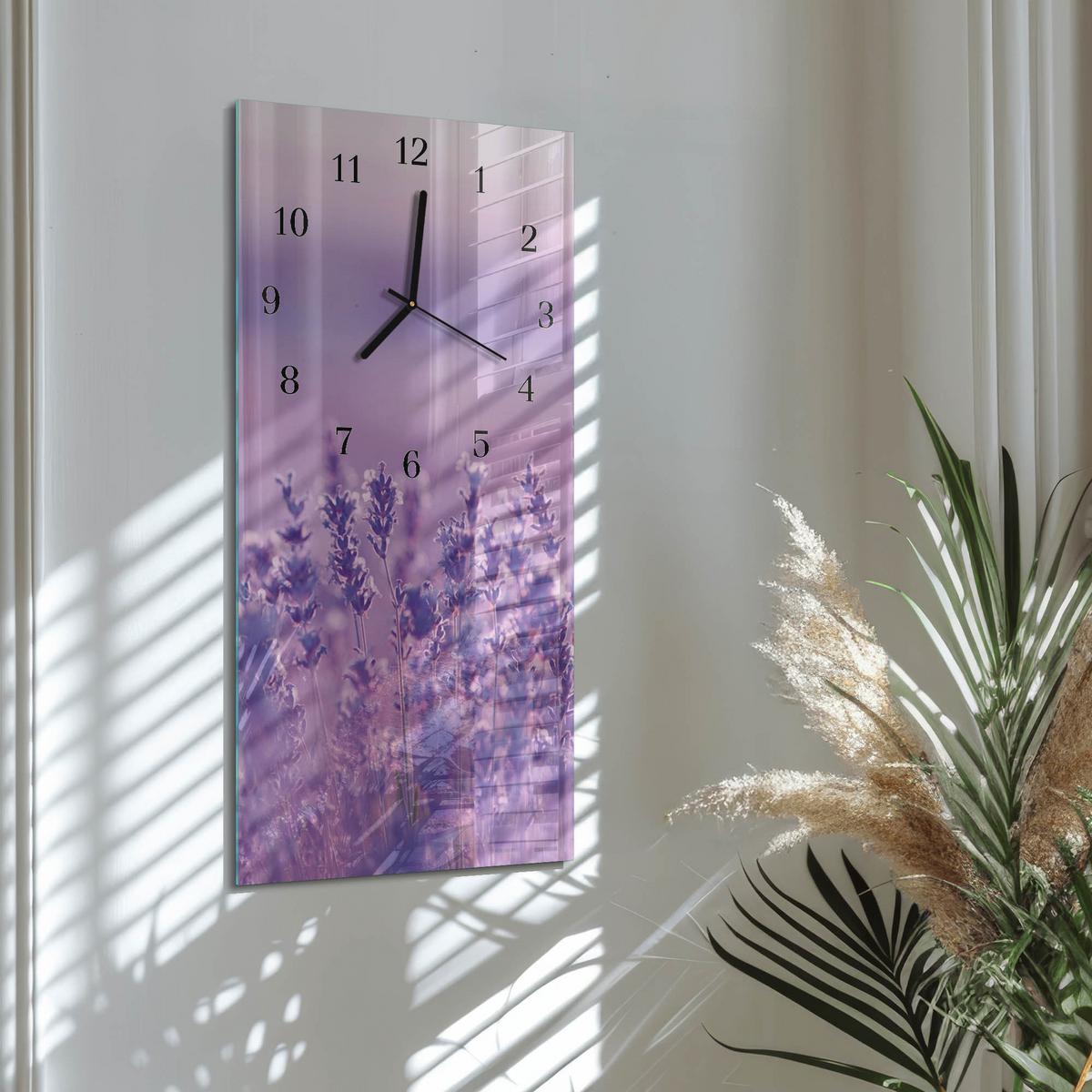 WANDUHR aus Glas 30x60 cm - Lavendel - Lila, Glas (30/60/0.4cm) - TULUP
