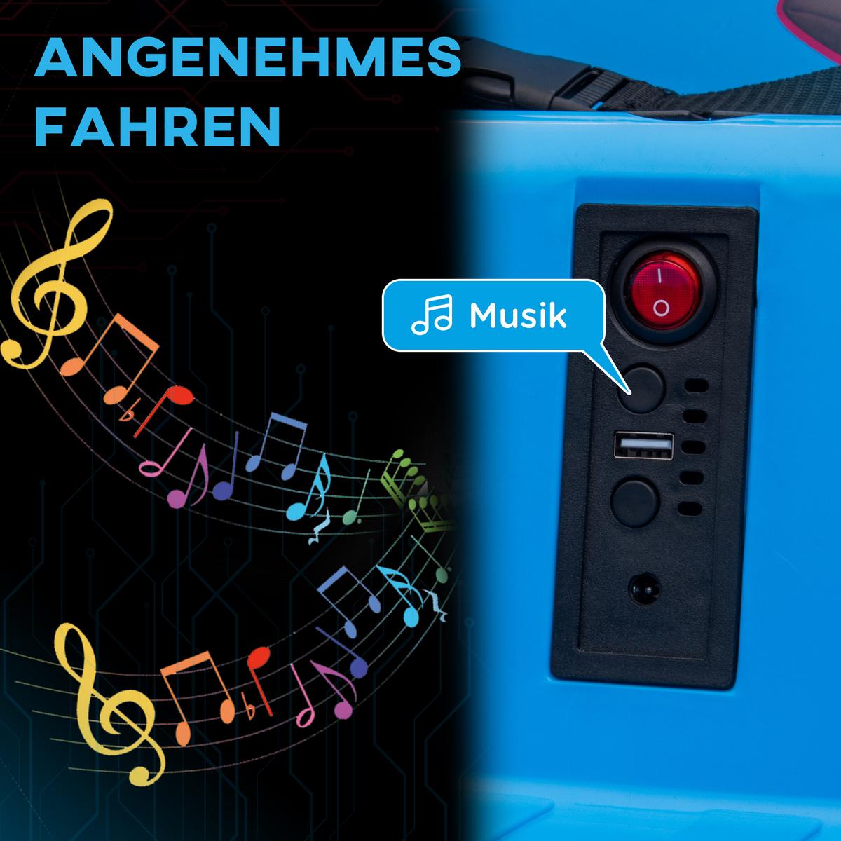 12V Kinder Autoscooter mit 2,4 G Fernbedienung, Elektro Bumper mit Musik Blau - Blau, Kunststoff (73/73/44cm) - AIYAPLAY
