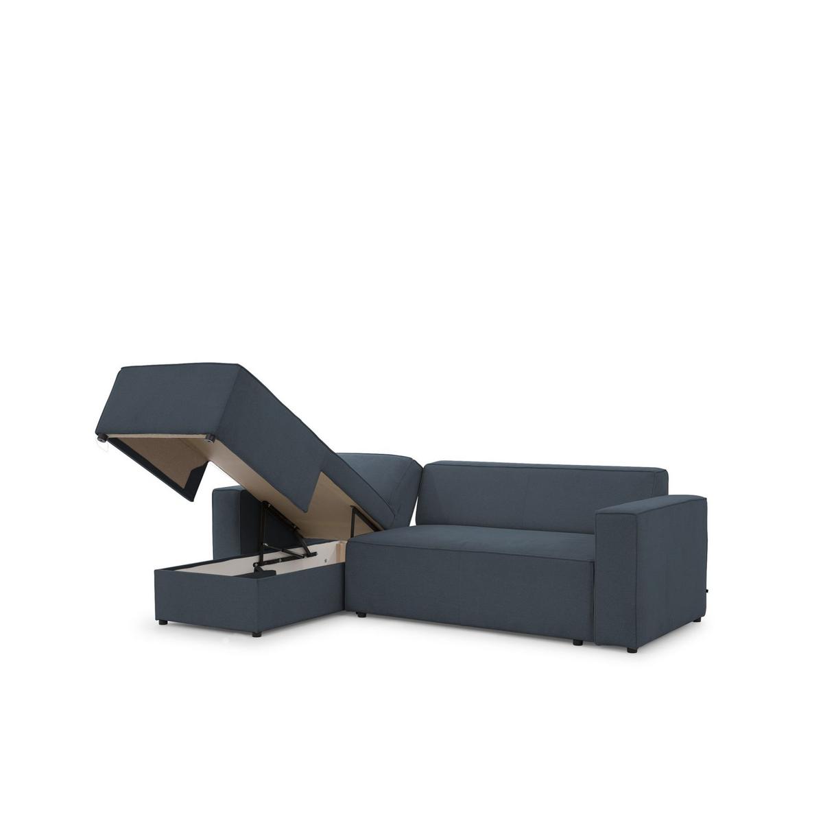 ECKSOFA Schlafsofa Waldo In Stoff Poso - Blaugrau, Holzwerkstoff/Textil (260/173cm) - Fun Möbel