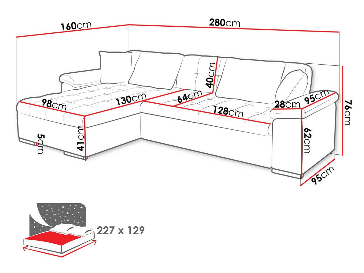 ECKSOFA Diana, Seite: Links - Champagner, Holz/Textil (280/160cm) - MIRJAN24