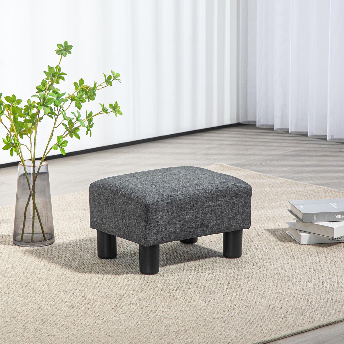 SITZHOCKER Hocker mit Leinenoptik, Dunkelgrau - Dunkelgrau, Kunststoff (30/24/40cm) - HOMCOM