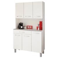 BUFFET Küche weiß, grau 101 cm Küchenschrank mit viel Stauraum - Weiß/Grau, Holzwerkstoff (101/185/40cm) - Parisot Meuble