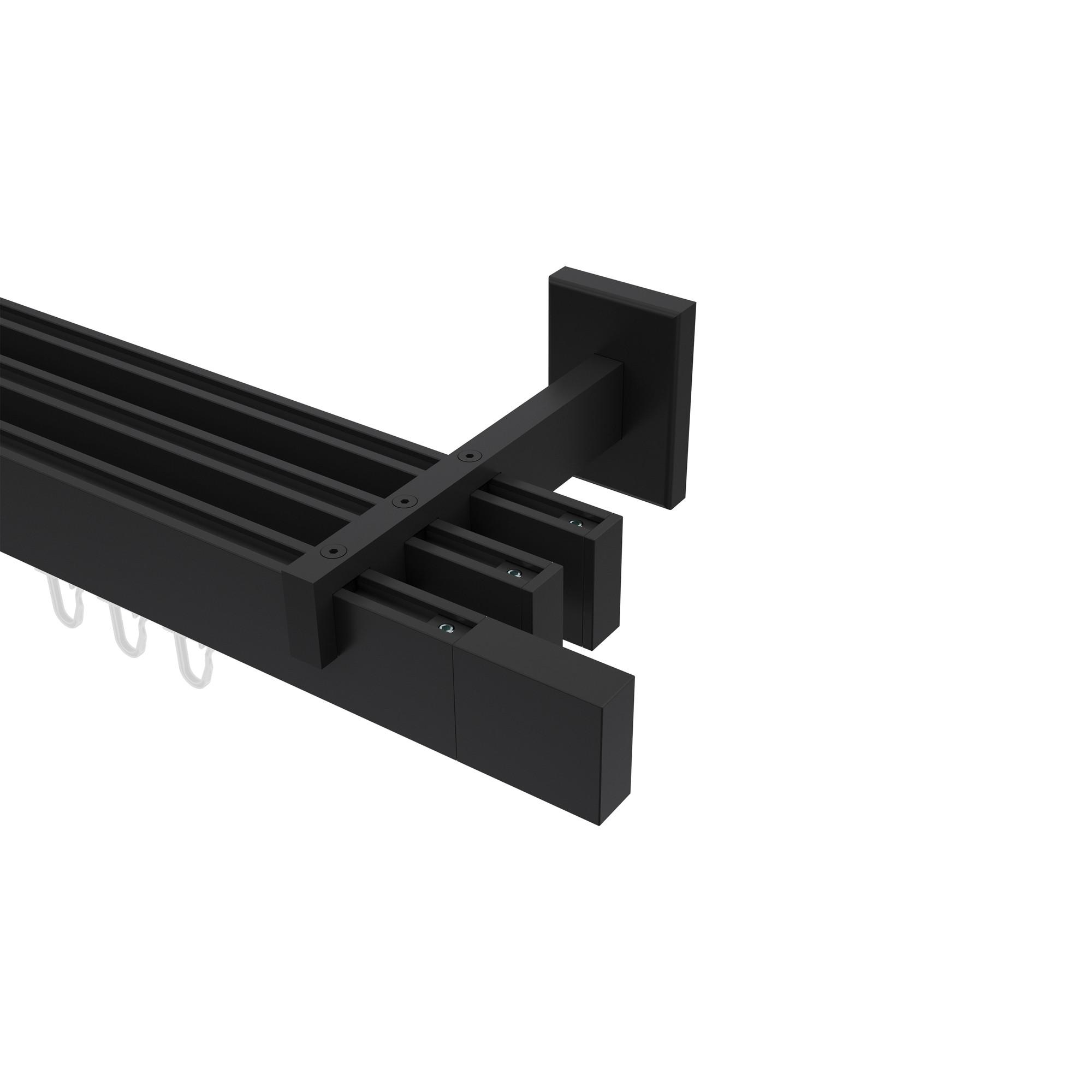 GARDINENSTANGE INNENLAUF Smartline Lox 360 cm (geteilt in 2 x 180 cm), 3-läufig, 14x35 mm Schwarz - Schwarz, Metall (360cm) - INTERDECO