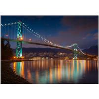 FOTOTAPETE Brücke Stadt Blau 350x250 cm - Multicolor, Papier (350/250cm) - Wallarena