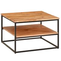 COUCHTISCH Massivholz Metall 60x60x41cm mit Stauraum Industrial Design - Schwarz/Akaziefarben, Holz/Metall (60/60/41cm) - KADIMA DESIGN
