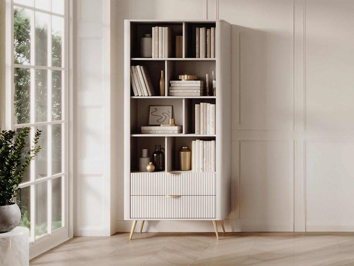 BÜCHERREGAL Lante - Beige/Goldfarben, Holzwerkstoff/Metall (88/194/38cm) - MIRJAN24