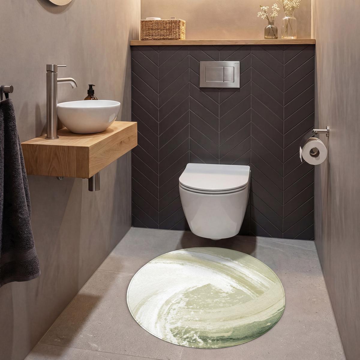 WC-VORLEGER Abstrakt - Pinselstriche - Wellen - Grün Toilettenteppich 70x70 cm - Mintgrün, Textil (70/1cm) - OnlyWow