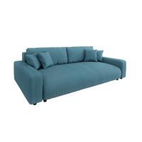BIGSOFA Emma Türkis Cord - Türkis/Schwarz, Holz/Kunststoff (234/78/122cm) - S-Style Möbel