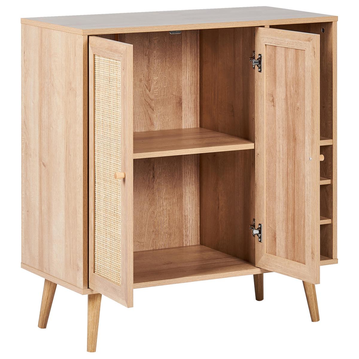 WEINREGAL Hellbraun Paget - Braun, Holzwerkstoff (83/89/39cm) - Beliani