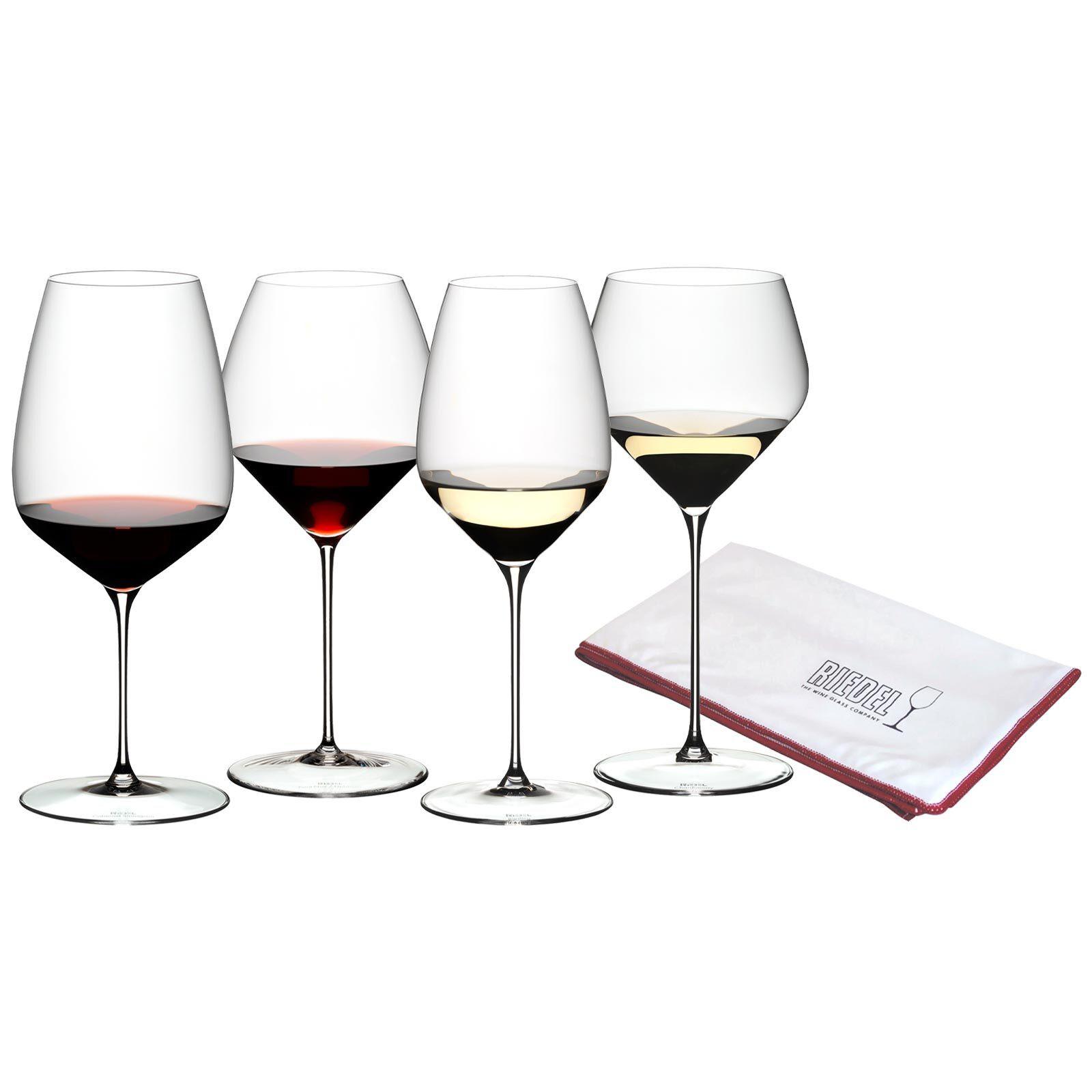 WEIN-TASTING-SET + POLIERTUCH Veloce transparent 4-tlg. - Transparent, Glas (0.001L) - Riedel