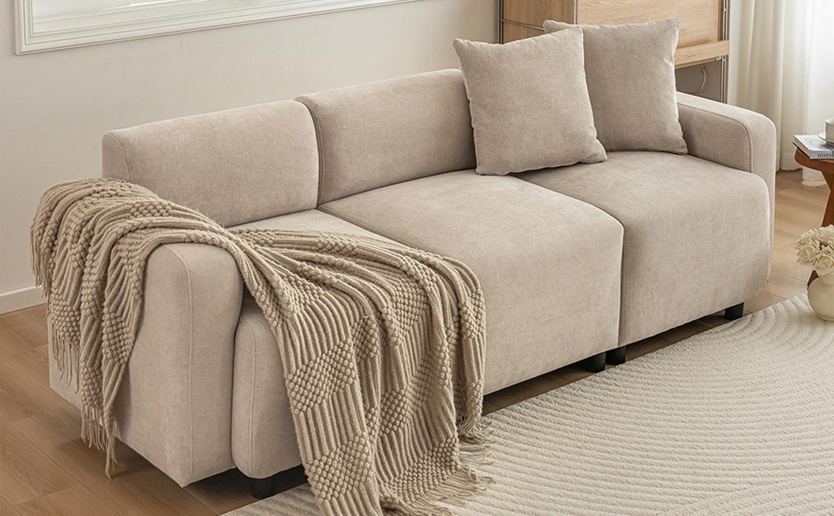 3-SITZER-SOFA Beige - Beige, Holz (211/71/67cm) - Urban Meuble