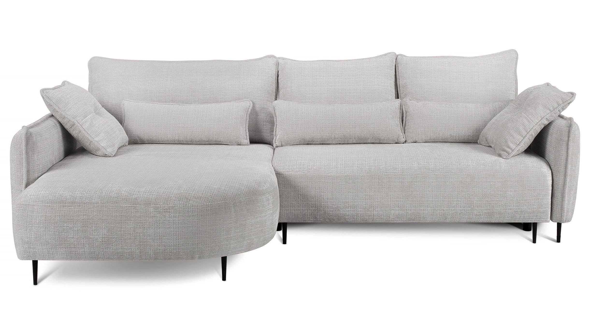 ECKSOFA Oblivio Hellgrau Chenille - Hellgrau/Schwarz, Textil/Metall (285/200cm) - Selsey