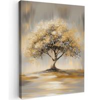 LEINWANDBILD Gemälde - Baum - Abstrakt - Blätter Room Decor 30x40 cm - Beige, Textil (30/40cm) - MuchoWow