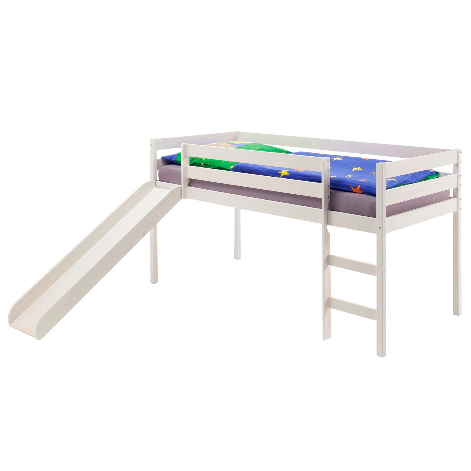 HOCHBETT MIT RUTSCHE BENNY 90x200 cm weiß - Weiß, Holz (97/113/207cm) - IDIMEX
