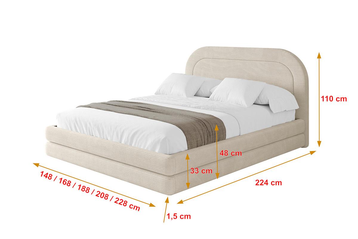 POLSTERBETT mit Bettkasten und Lattenrost, Bett mit Matratze H3/H4 - LERIS 180x200 Beige - Creme, Holzwerkstoff/Textil (180/200cm) - ALTDECOR