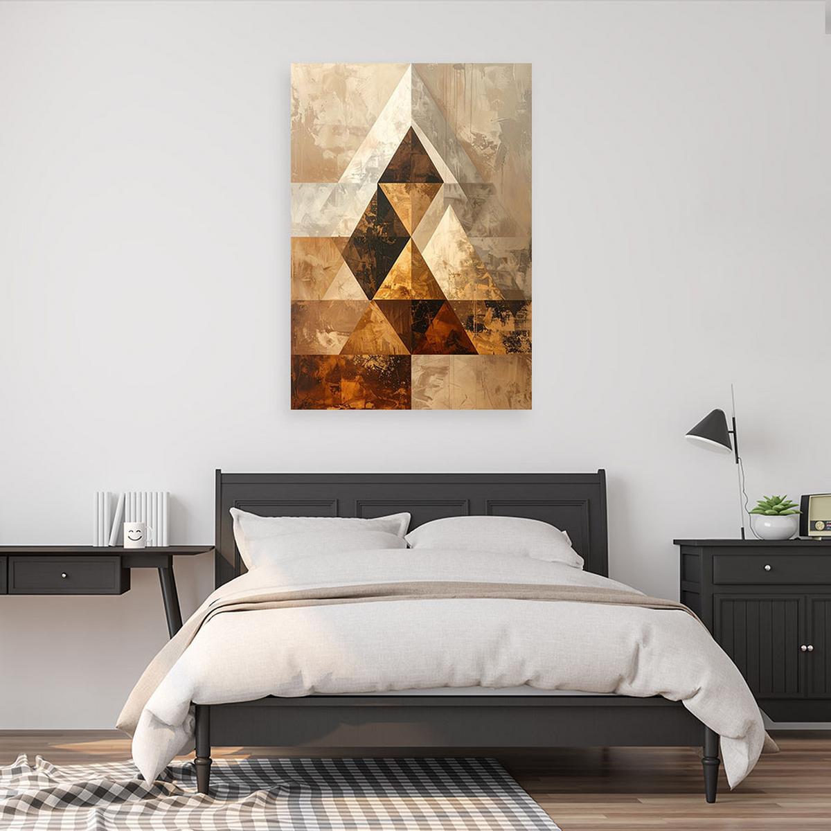 BILD auf Leinwand, Geometrische Dreiecke Abstrakt beige braun - Braun, Textil (20/30cm) - Feeby