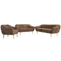 SITZGARNITUR PIRS 3+2+1 - Braun Cord - Holzbeine - Buchefarben/Braun, Holzwerkstoff/Textil (180/75/74cm) - MKS