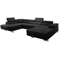 WOHNLANDSCHAFT Vild mit verstellbaren Kopfstützen, Dunkelgrau, links - Chromfarben/Dunkelgrau, Textil (350/90/205cm) - Beautysofa