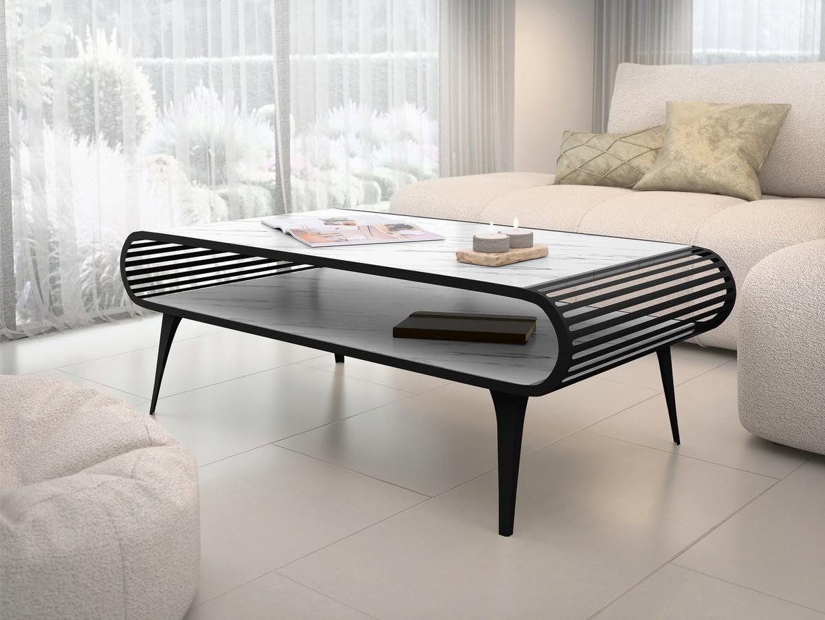 COUCHTISCH Aristo - Schwarz/Weiß, Holzwerkstoff/Metall (60/120/44cm) - MIRJAN24
