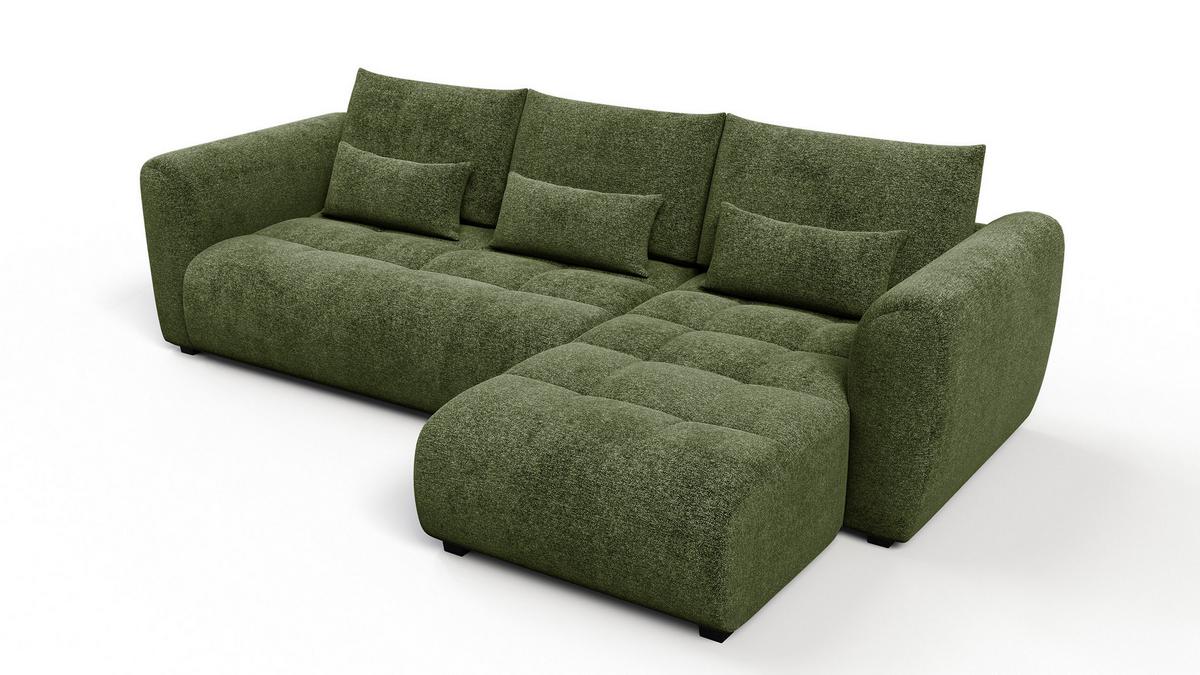 ECKSOFA SORENO 4-Sitzer, dunkelgrün - Dunkelgrün/Schwarz, Holz/Textil (293/171cm) - Wozimo