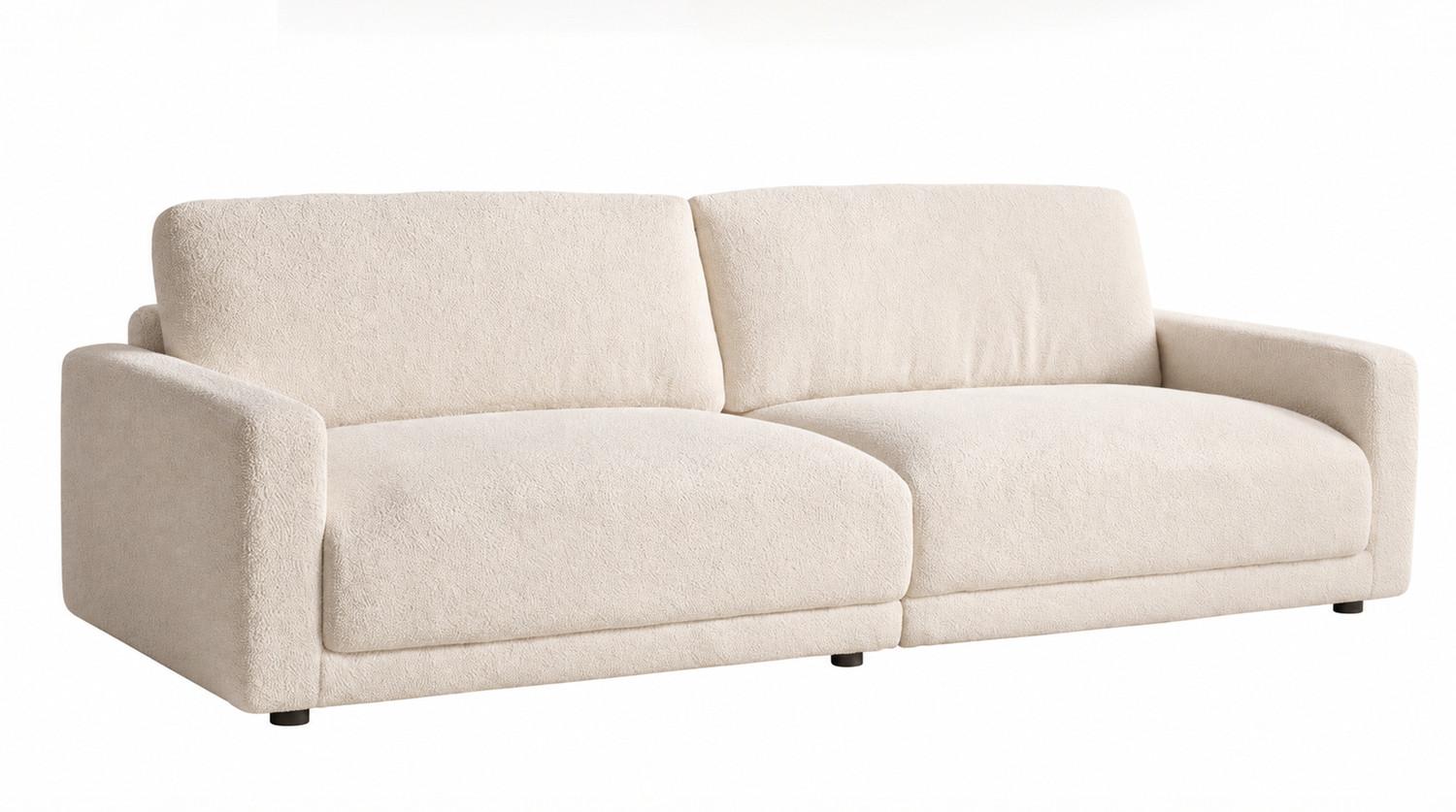 SOFA MARLIN Beige Bouclé - Beige/Schwarz, Kunststoff/Textil (262/80/100cm) - KAWOLA