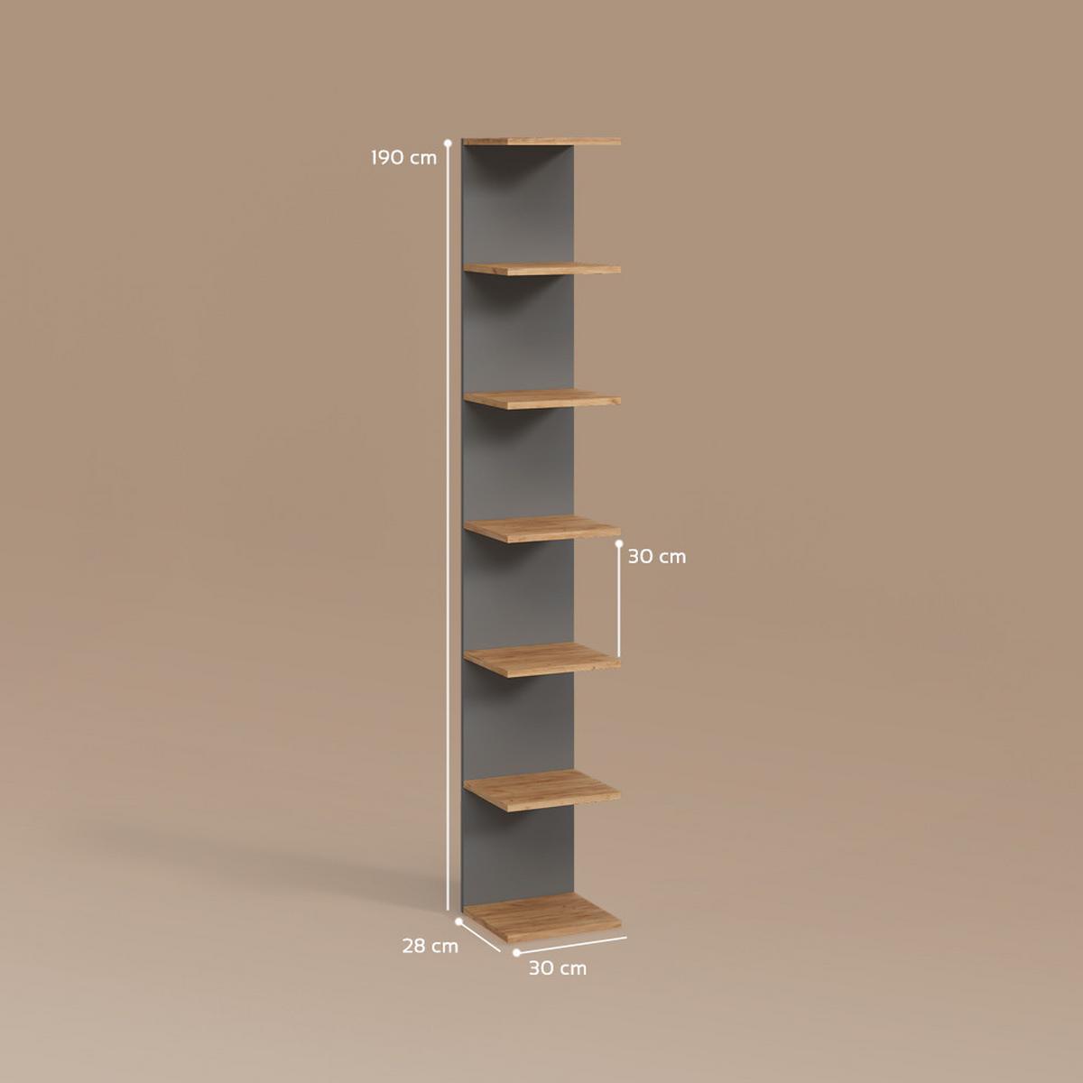 WANDREGAL Vesuvio Anthrazit 30 x 190 cm 2er Set - Anthrazit, Holzwerkstoff (30/190/28cm) - Livinity®
