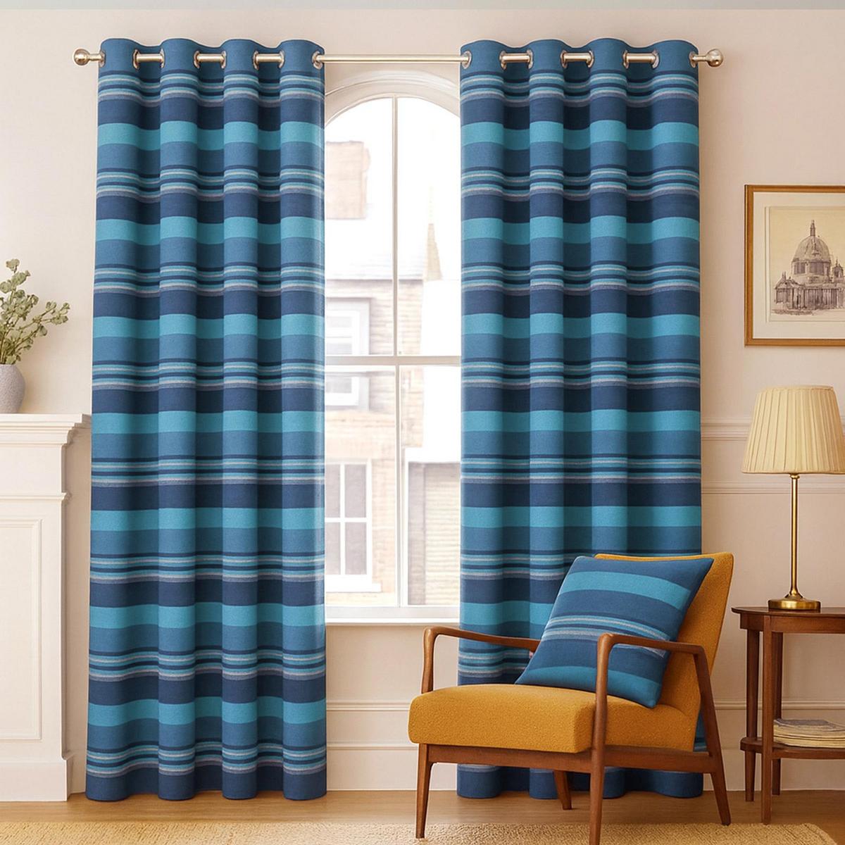ÖSENVORHANG Morocco blickdicht 2er-Set, 167/228 cm - Blau, Textil (167/228cm) - Homescapes