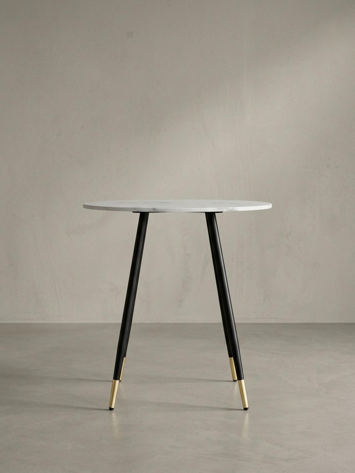 ESSTISCH Marmoroptik Metall Rund Modern, Weiß 75x75x76 cm - Goldfarben/Weiß, Holzwerkstoff/Metall (75/75/76cm) - KADIMA DESIGN