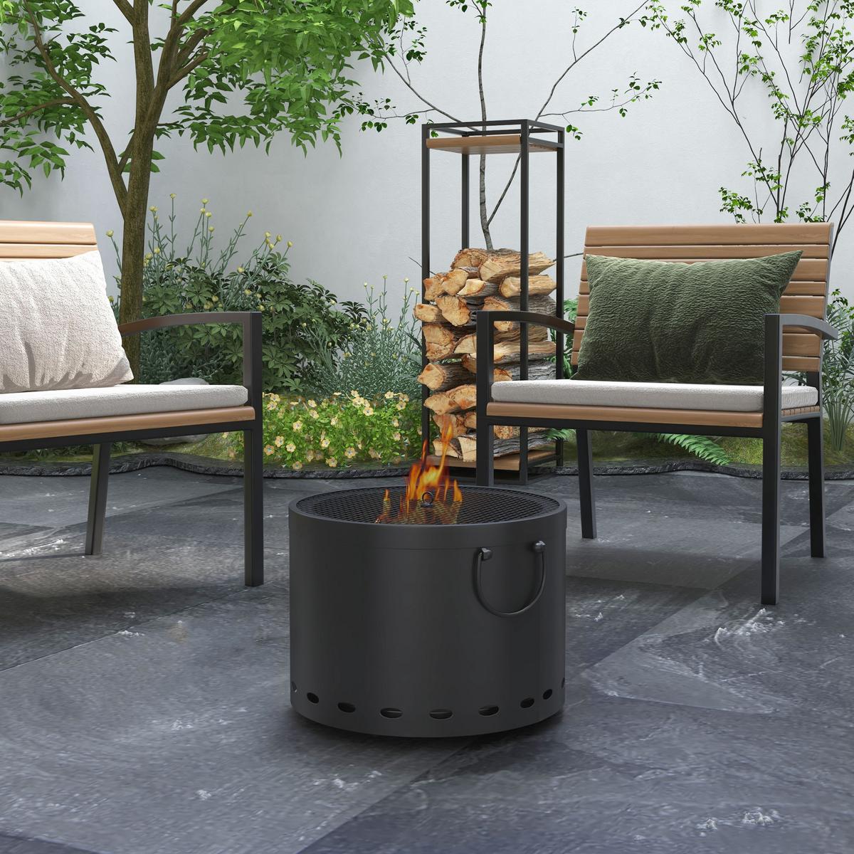 FEUERSCHALE, Metall, Dunkelgrau - Dunkelgrau, Metall (38/27/38cm) - Outsunny