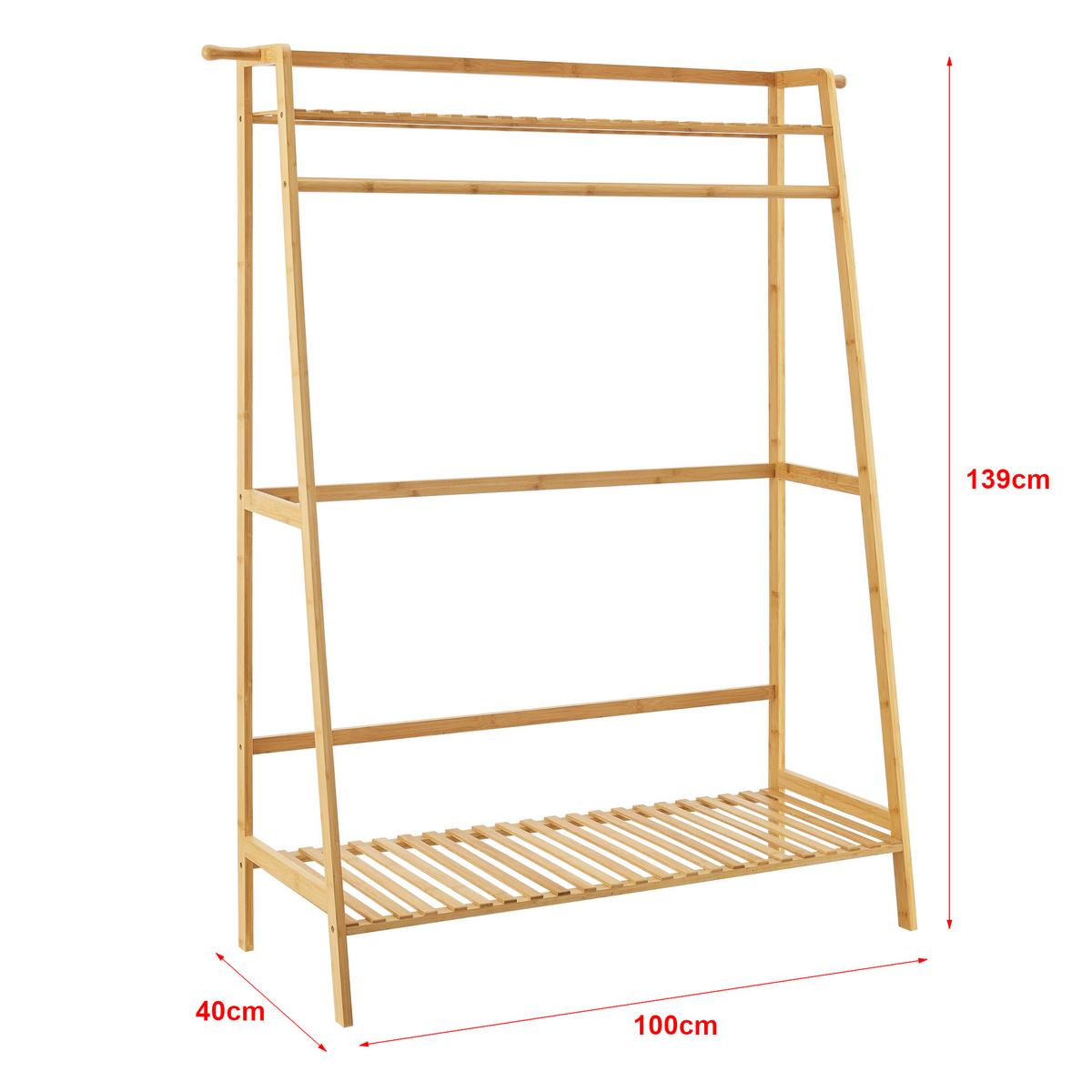 GARDEROBENSTÄNDER Föglö - Naturfarben, Holz (100/139/40cm) - [en.casa]