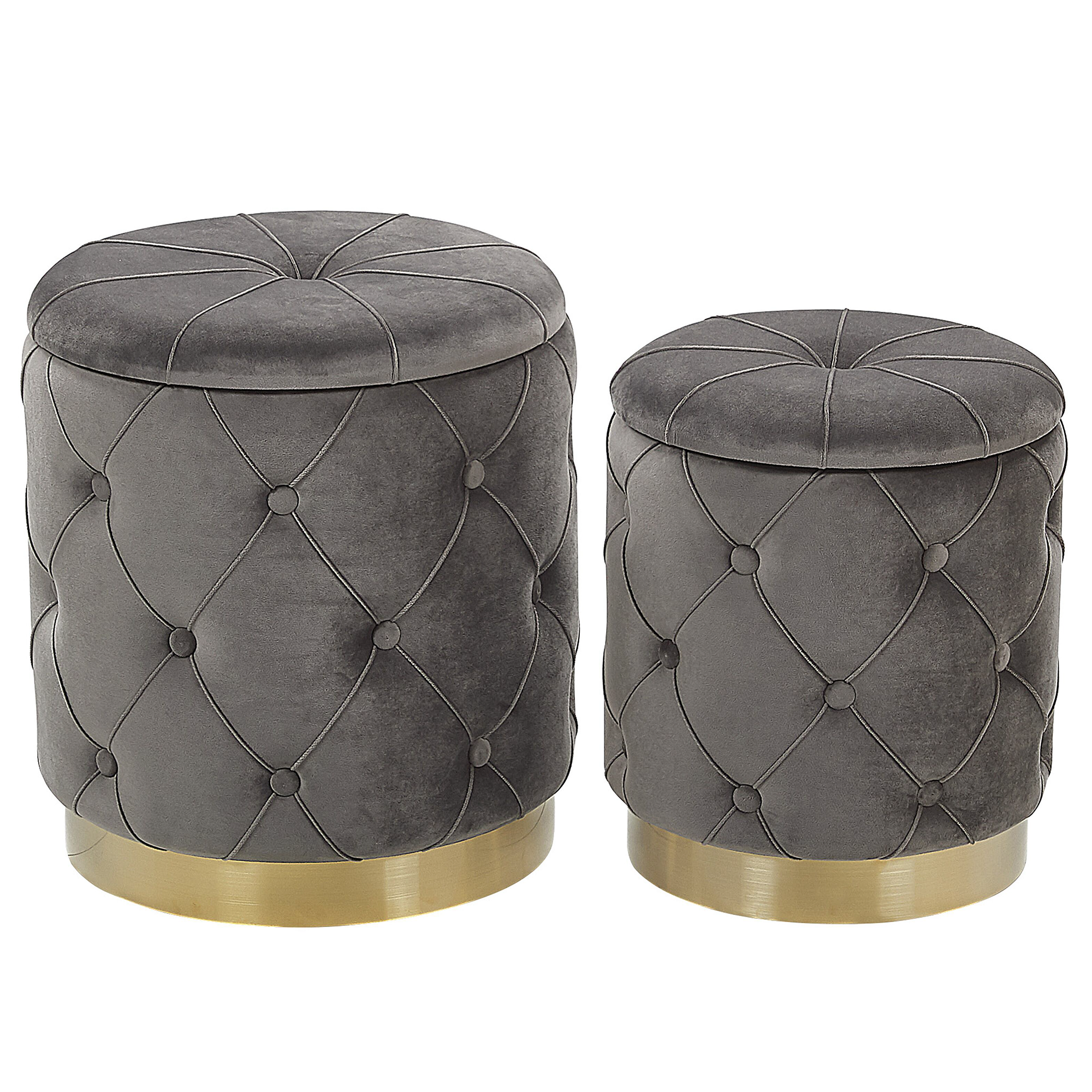 POUF Pueblo 40-33/40-33/44-36 cm - Grau, Textil (33/36/33cm) - Beliani