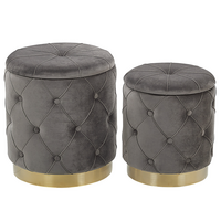 POUF Pueblo 40-33/40-33/44-36 cm - Grau, Textil (33/36/33cm) - Beliani