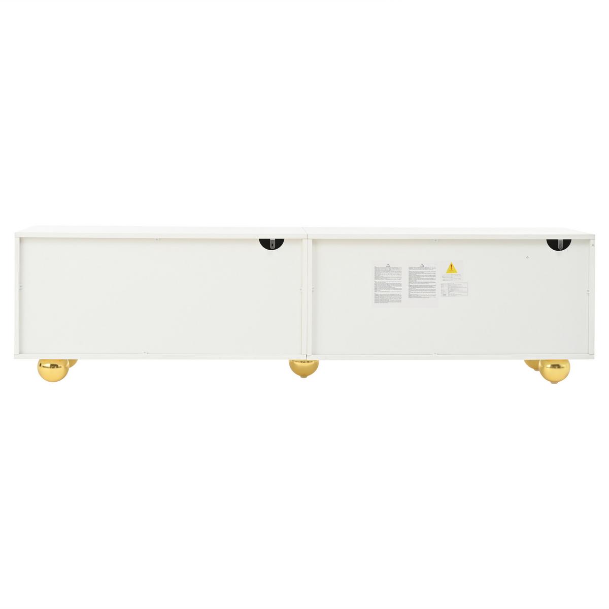 TV-LOWBOARD Lowboard Weiß Wolkenform 4 Türen für 75-Zoll TV 180cm - Weiß, Holzwerkstoff (180/45/40cm) - Urban Meuble