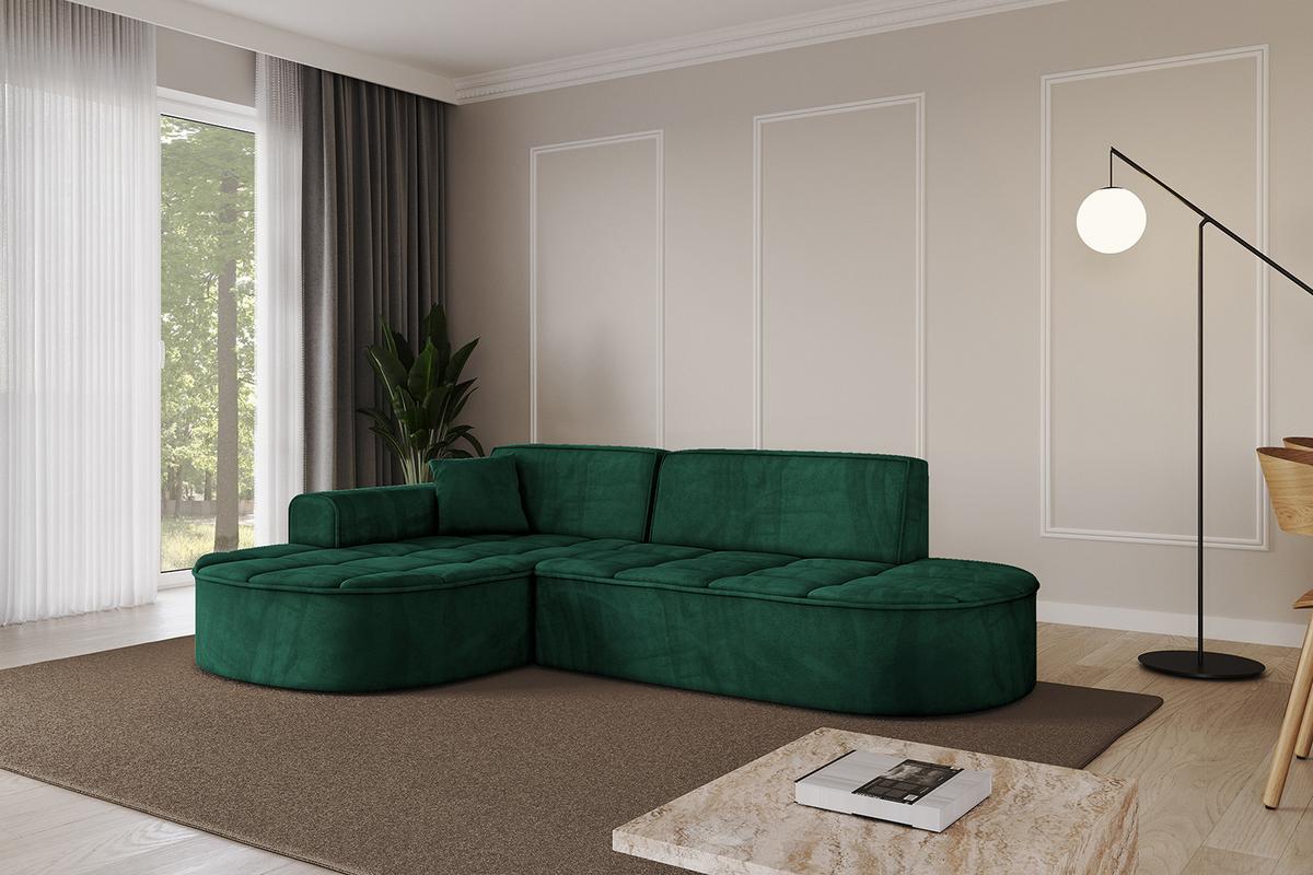 ECKSOFA Ottomane Links TARO-L1 - 243x171x79,5 cm Dunkelgrün - Grün, Holzwerkstoff/Textil (243/171cm) - ALTDECOR