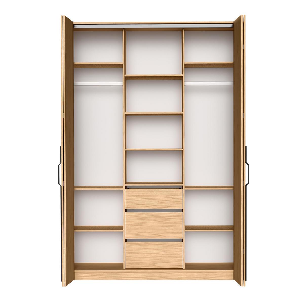 FALTTÜRENSCHRANK Omodeo 170 cm breit in Bookmatch-Eiche – mit WingLine-Falttüren - Eichefarben, Holzwerkstoff (170/240/58cm) - AX Living