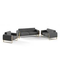 SOFASET Valerie 3-2-1 - Anthrazit, Holzwerkstoff/Textil (228/79/90cm) - Fun Möbel