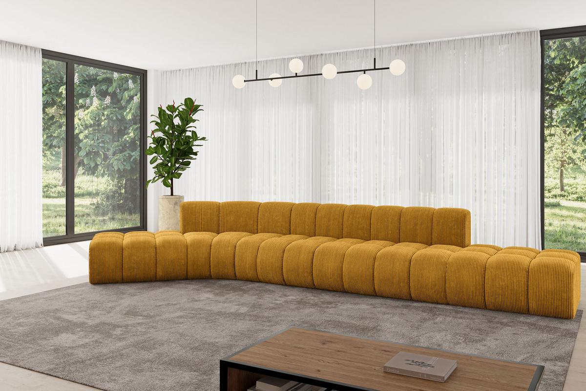 ECKSOFA modulares Sofa Solven-L2 - 471x174x70 cm Senfgelb - Currygelb, Holzwerkstoff/Textil (471/174cm) - ALTDECOR