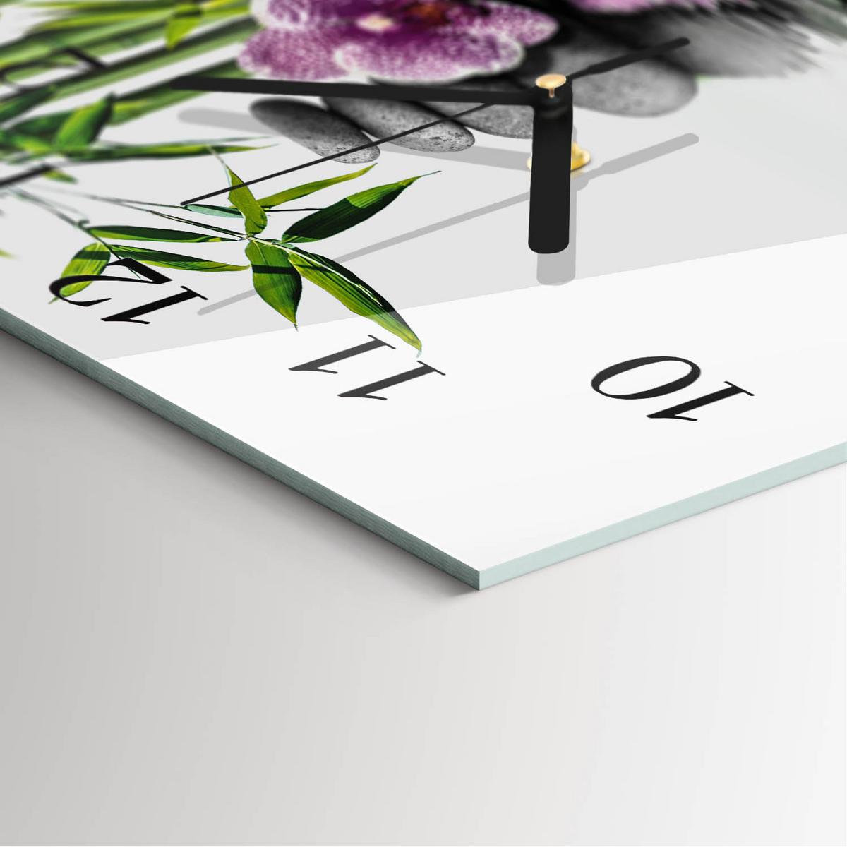 WANDUHR aus Glas 30x30 cm - Orchideensteine - Multicolor, Glas (30/30/0.4cm) - TULUP